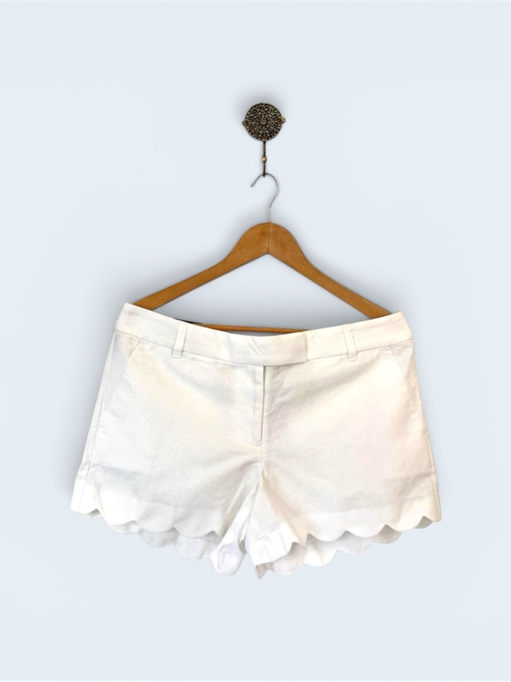 Title: J.Crew Scalloped Shorts White Size 10 Linen Cotton NWT